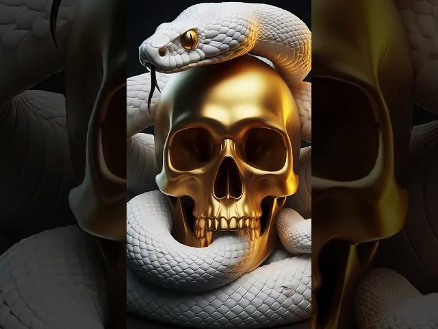 Snake and golden skull #music #art #snake #golden