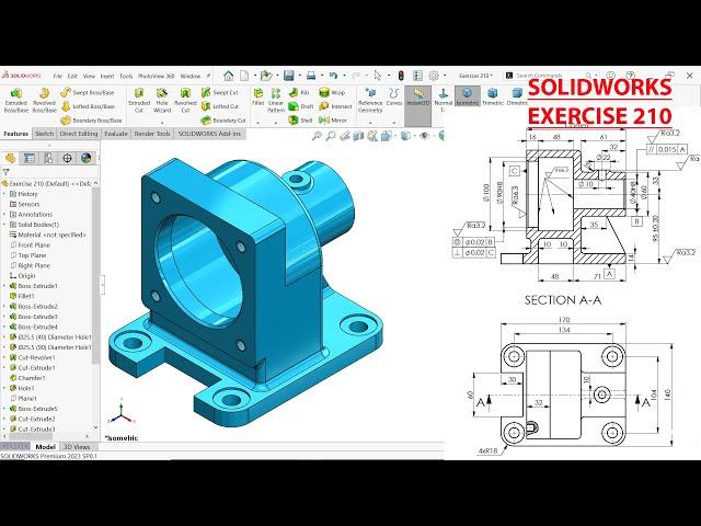 SolidWorks tutorial for beginners Exercise 210