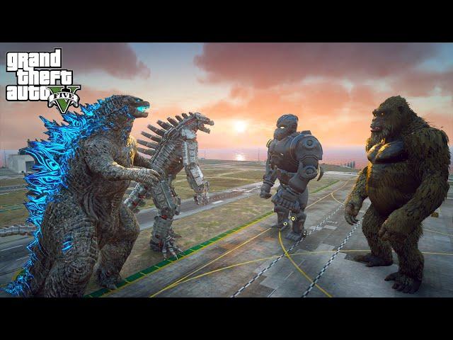 Godzilla and Mechagodzilla vs Kong and Mechani Kong | GTA V Mods Gameplay