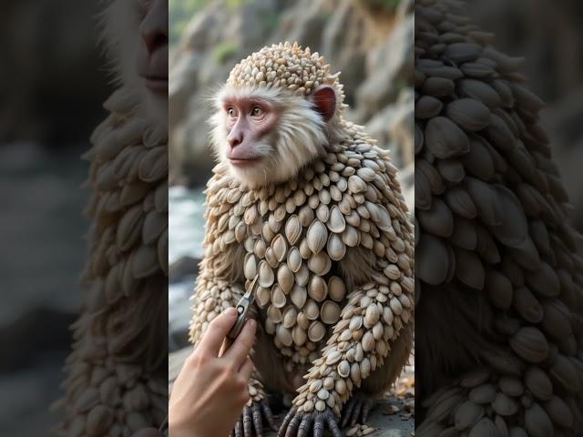 A new monkey with millions of barnacles on its body was born 世界奇迹全身长满百万只藤壶的猴子还存活
