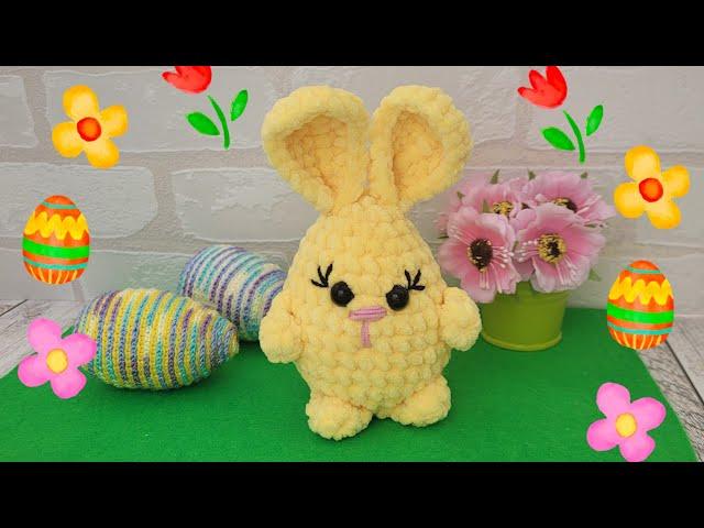 ПАСХПЛЬНЫЙ ЗАЙЧИК ИЗ ПЛЮШЕВОЙ ПРЯЖИ ВЯЗАНЫЙ КРЮЧКОМbunny crochetedHase gehäkelt