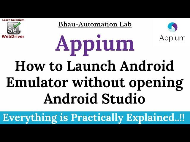 How to Launch Android Emulator Without Opening Android Studio | appium| cmd command line| batch file