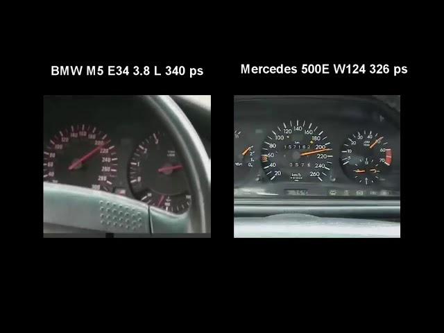 BMW M5 E34 340 ps vs. Mercedes-Benz 500E W124 326 ps Разгон