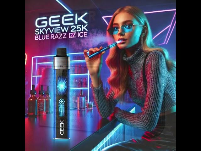 Stay cool with Geek Bar Skyview 25K in Blue Razz Ice! ️ 25,000 puffs, LED screen & adjustable