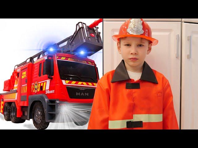 Lev and Gleb became fireman Children play in the Profession in the Children's center