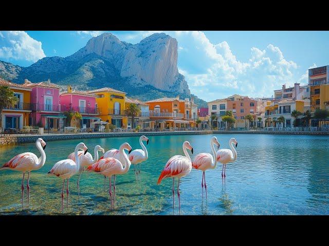 CALPE, SPAIN - THE MOST VIBRANT CITY IN THE WHOLE WORLD,  A CITY WITH COLOURFUL ARCHITECTURE - 4K