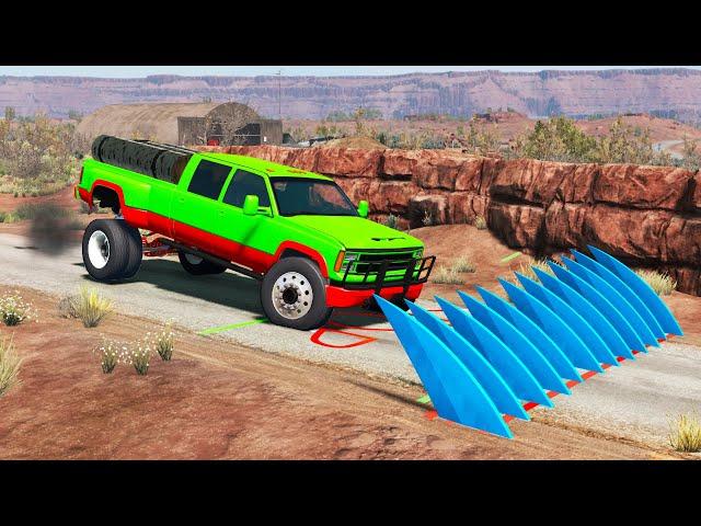 Cars Trucks vs Spikes #7 | BeamNG.DRIVE