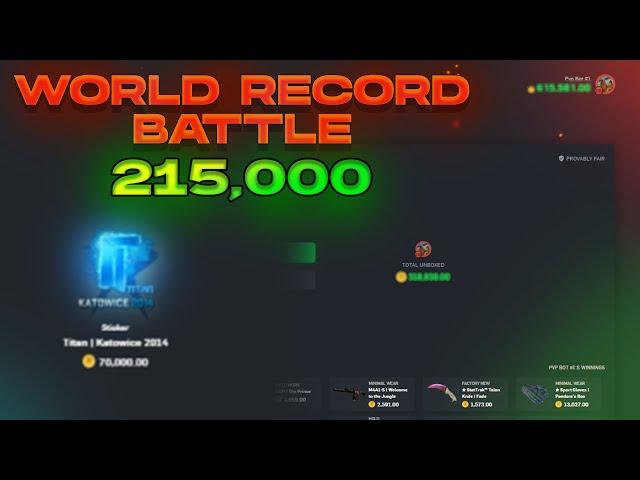 *WORLD RECORD* CSGOROLL 215,000$ BATTLE!!