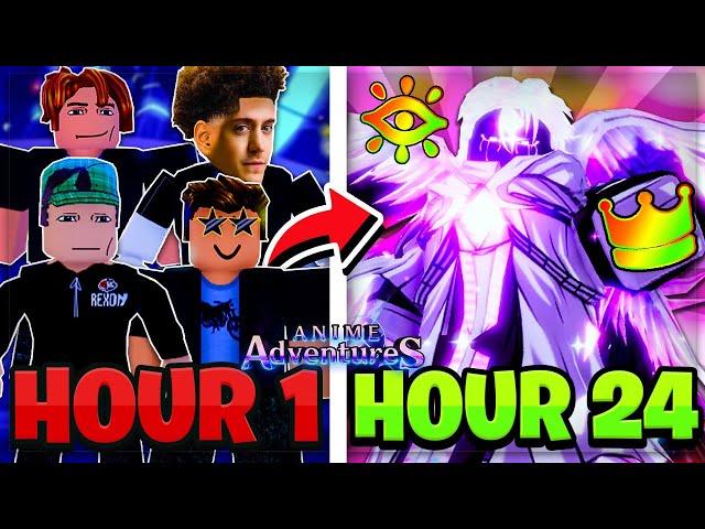 4 NOOBS Spend 24+ HOURS Becoming PROS & I Got LUCKY On Anime Adventures