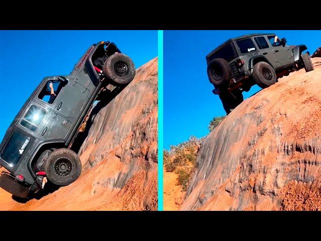 Jeep Wrangler Climbs a Steep Hill