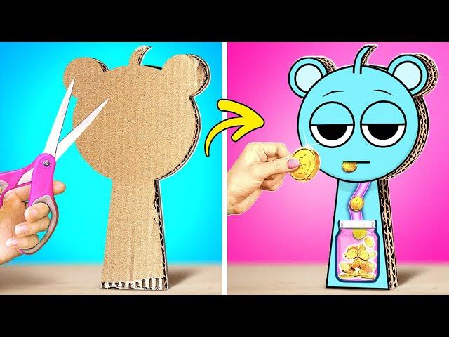 DIY Cardboard SPRUNKI Money Box!  Amazing Paper and Cardboard Crafts You’ll Love!