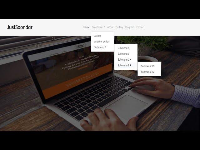 Dropdown menu  | Dropdown menu with submenu using HTML CSS and Bootstrap | Responsive Design