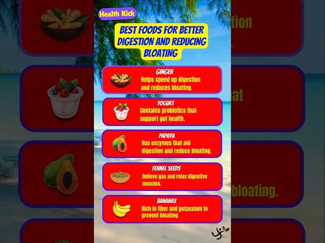 Foods for better digestion and reduce bloating #digestion #food #health #healthtips #wellnesstips