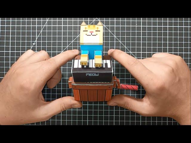 Keyboard cat automata papercraft (step by step tutorial)