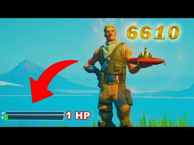 I Won a Fortnite Game with 1 HP the Whole Game (World Record)