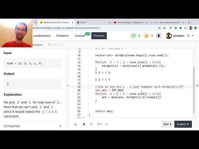 Binarysearch.io Weekly Contest 24 Problem Smallest Pair Sum with Distance Constraint