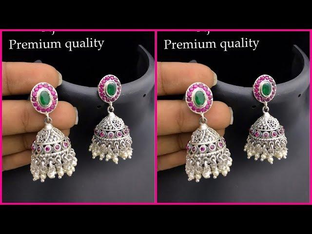 Latest silver jhumkas buy online || with price silver earrings