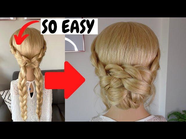 Quick easy braided bun hairstyles - how to do easy bun hair tutorial