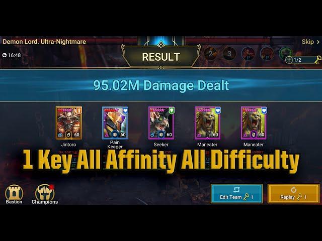 Jintoro Bateater 1 key Clan Boss All Affinity All Difficulty Raid Shadow Legends