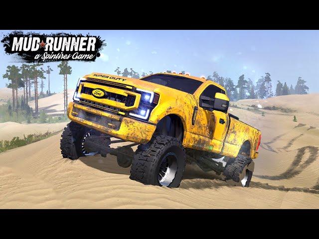 Spintires: MudRunner - FORD F-350 2021 Trail Driving Sand Dunes