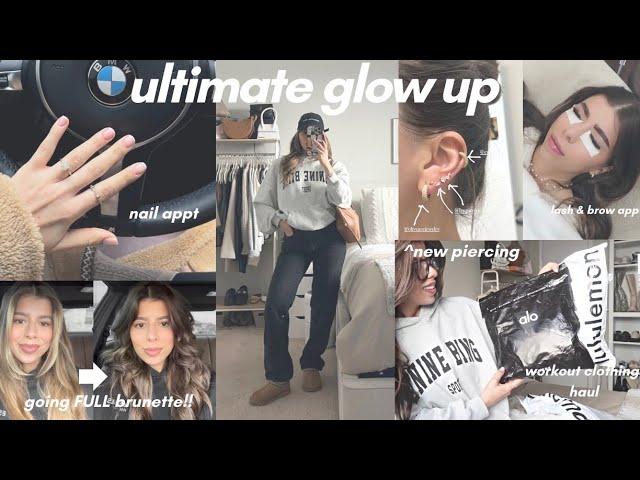 GLOW UP W ME FOR 2024!  going brunette, nail appt, lash & brows, new piercing + haul