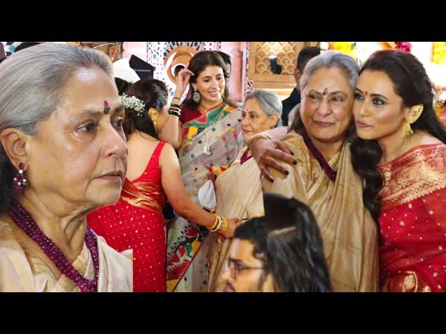 Jaya Bachchan,Shweta Bachchan Meet Rani Mukherji At North Bombay Sarbojanin Durga Puja 2024