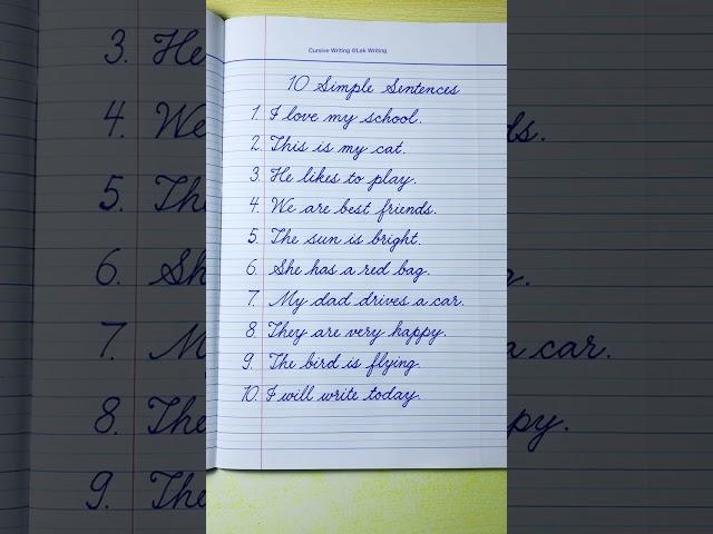 Cursive Writing Practice | 10 Simple Sentences for Beginners | English cursive handwriting practice