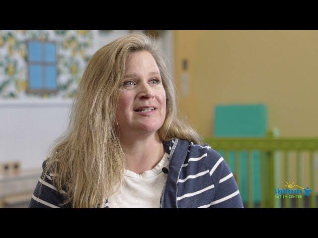 Jodi Donathen  talks about her child's autism journey at Lighthouse Autism Center.