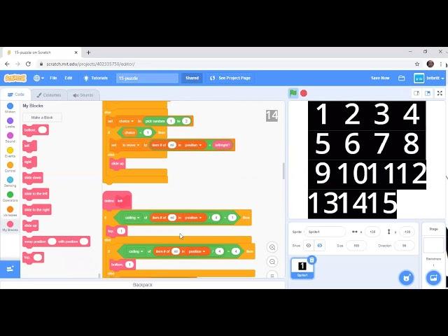 Scratch Tutorial: 15-puzzle (Part 2)