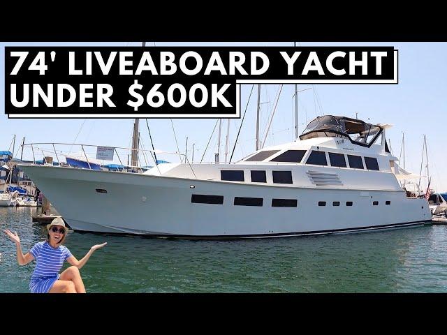 Perfect LA Liveaboard Boat $439,000 1971 BERTRAM 74 Complete Refit Classic Motor Yacht Tour