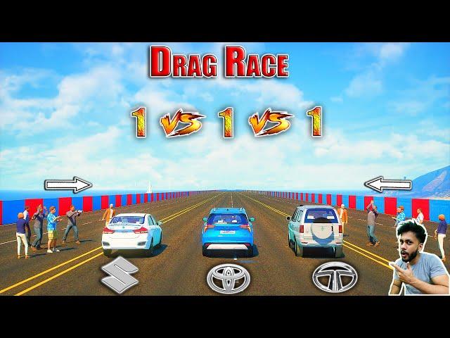 Mahindra Cars Vs Tata cars Vs Suzuki Cars 1 Vs 1 Drag Race GTA 5