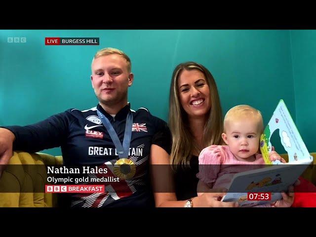 Nathan Hales (Shooter Olympian), Charlotte Kerwood And Daughter Hattie On BBC Breakfast [16.08.2024]