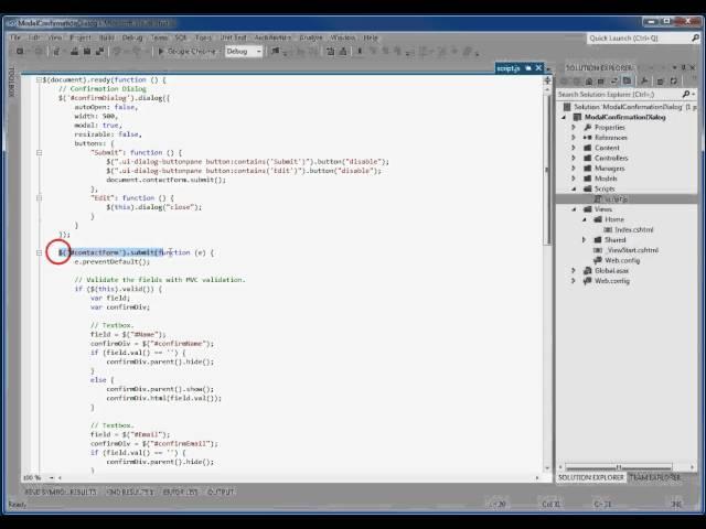 Creating A Modal Confirmation Dialog When Submitting a Form, jQuery, C#, MVC3