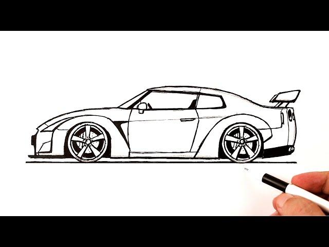 How to draw a Nissan GT-R