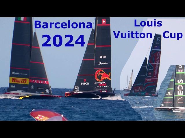 Louis Vuitton 37th America's Cup Barcelona 2024, Stunning Drone Views, Yacht Races Barcelona Boats