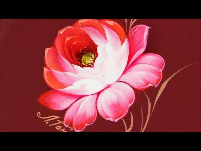 #5 How to Paint Rose flower in Oil | Как нарисовать РОЗУ маслом. Мастер-класс по Жостовской росписи