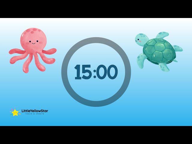 15 Minutes Countdown Timer For Kids With Calming Music | Ocean Calm Classroom Countdown Timer