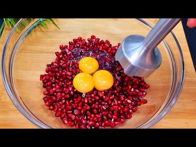 Whisk the Pomegranate with Egg and you will be satisfied with the result.   Just cook and taste.