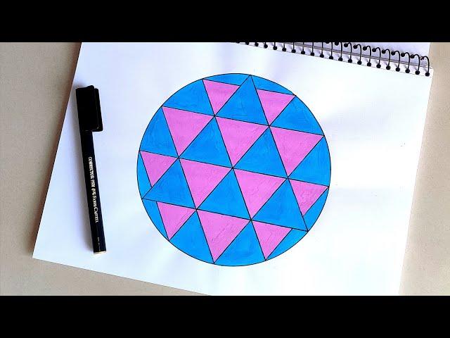 How to Draw Simple Triangle Pattern in Circle by Compass and Scale || Simple Geometric Pattern