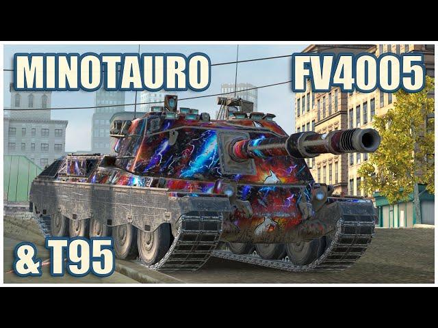 Minotauro, FV4005 & T95 • WoT Blitz Gameplay