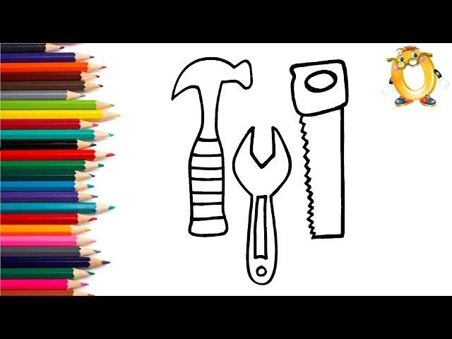 Раскраска для детей ИНСТРУМЕНТЫ. Мультик - Раскраска. Учим цвета II ОБУЧАШКА ТВ
