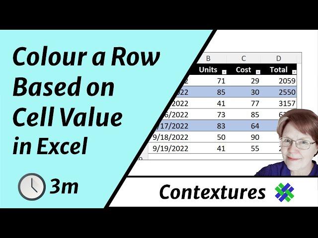 Colour a Row in Excel Based on One Cell's Value