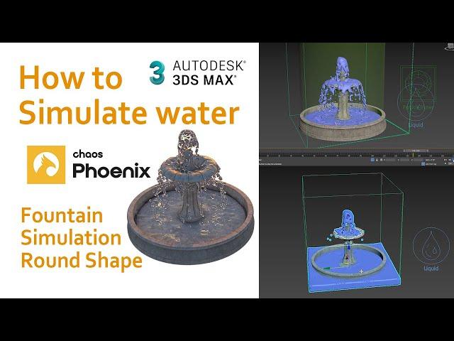 Water Simulation | Fountain Simulation Round Shape | Phoenix FD | 3ds Max