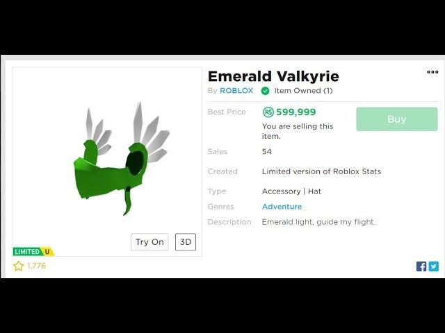 ROBLOX Buying the Emerald Valkyrie (ITS 600K NOW) WTF!!!