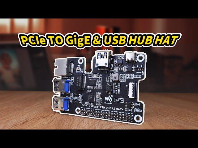 PCIe To Gigabit Ethernet, USB 3.2 Gen1, for Raspberry Pi 5, Driver-free, plug and play