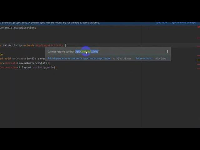 Android Studio error | cannot resolve symbol 'AppCompatActivity'