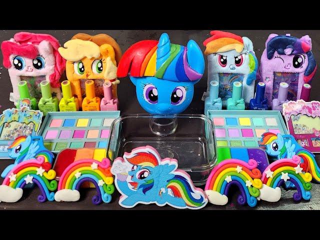 ASMR My little Pony RAINBOW Slime Mixing Makeup,Parts, Glitter Into Slime!#ASMR#satisfying#slime