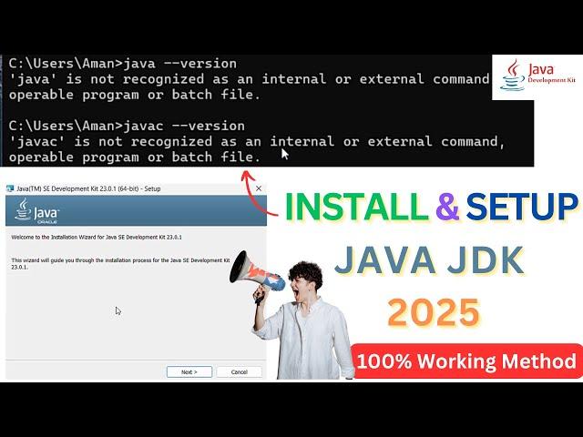 java and javac  is not recognized as an internal or external command | Setup Java JDK 2025 - Easy