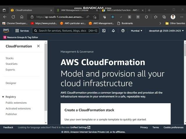 Creating a lambda function using a cloudformation template