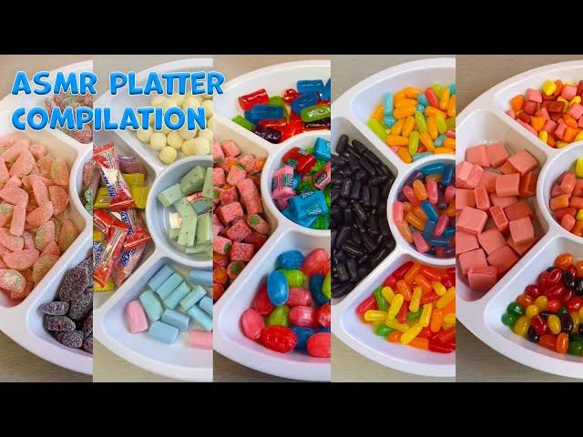 ASMR CANDY PLATTER COMPILATION | Sour Patch | Jolly Rancher | Hi-Chew | Mike and Ike | Starburst